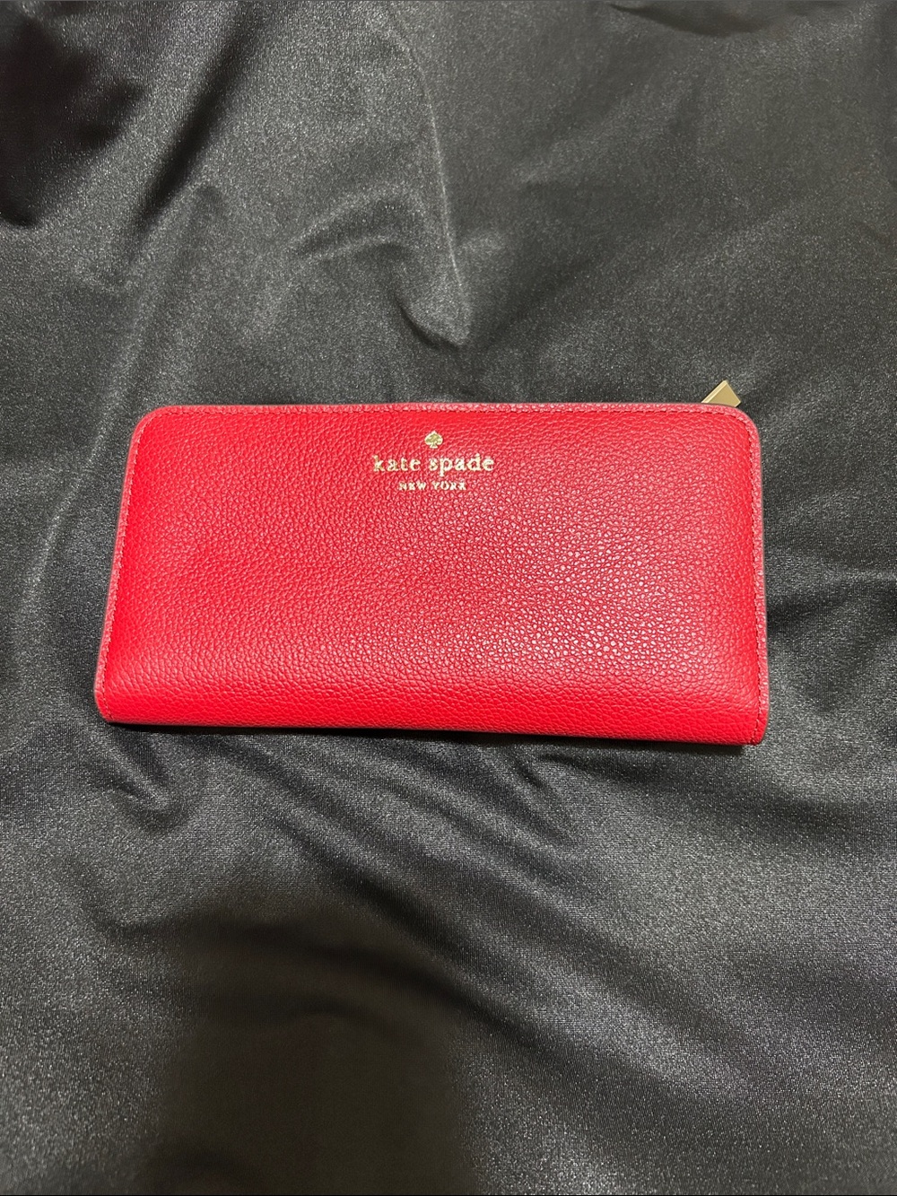 kate spade Red Pebbled Leather Zip-Around Wallet